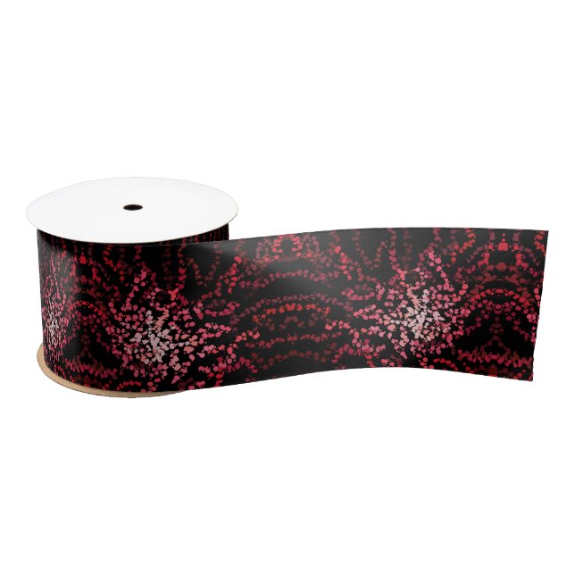 Abstract Splatter Dots Of Pinks And Reds Pattern Satin Ribbon (Spool)