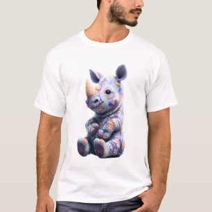 Abstract Splatter Painted Rhino Sitting Men T-Shirt