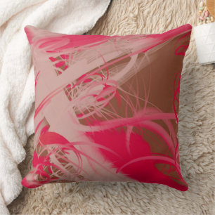 Abstract Splattered Paint Pink Brown Throw Pillow