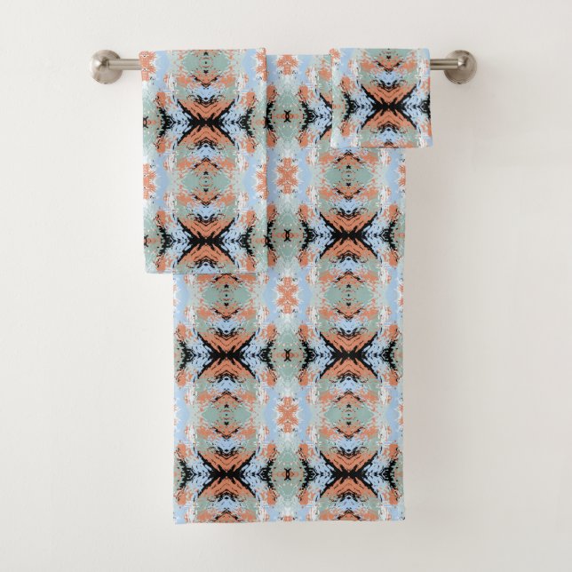 Abstract Split Ends Pattern And Soft Pastels Bath Towel Set (Insitu)