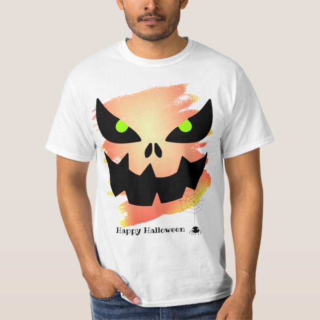 Abstract Spooky Jack o'Lantern Face Halloween T-Shirt (Front)