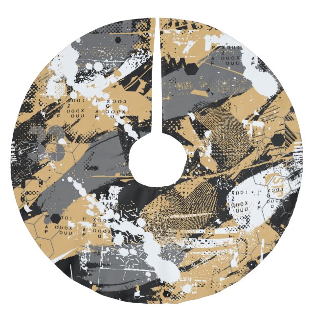 Abstract sport, graffiti style brushed polyester tree skirt (Front)