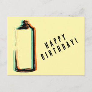 Abstract Spray Paint Cans Happy Birthday Postcard