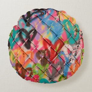 Abstract Spray Paint Texture Backgroundart,street, Round Pillow
