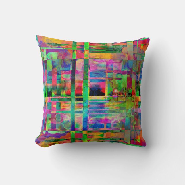 Abstract Spring Colors Throw Pillow (Front)