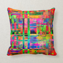 Abstract Spring Colors with Red & Green Cushion