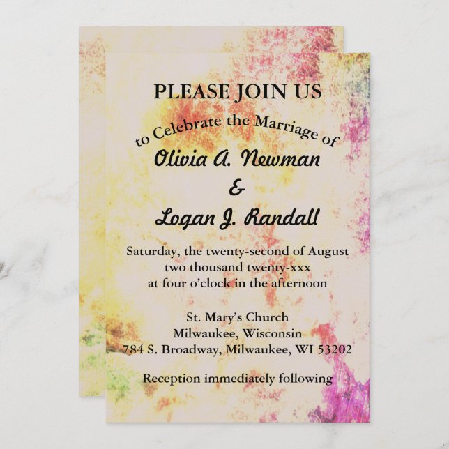 Abstract Spring Colours Add Couple Photo Invitation (Front/Back)