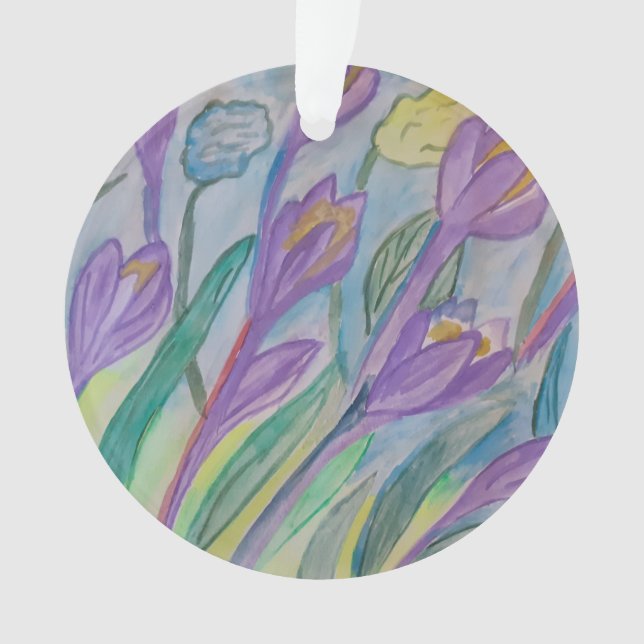 Abstract Spring Crocus Acrylic Ornament (Front)