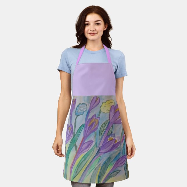 Abstract Spring Crocus Apron (Worn)