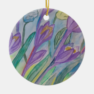 Abstract Spring Crocus Ceramic Ornament