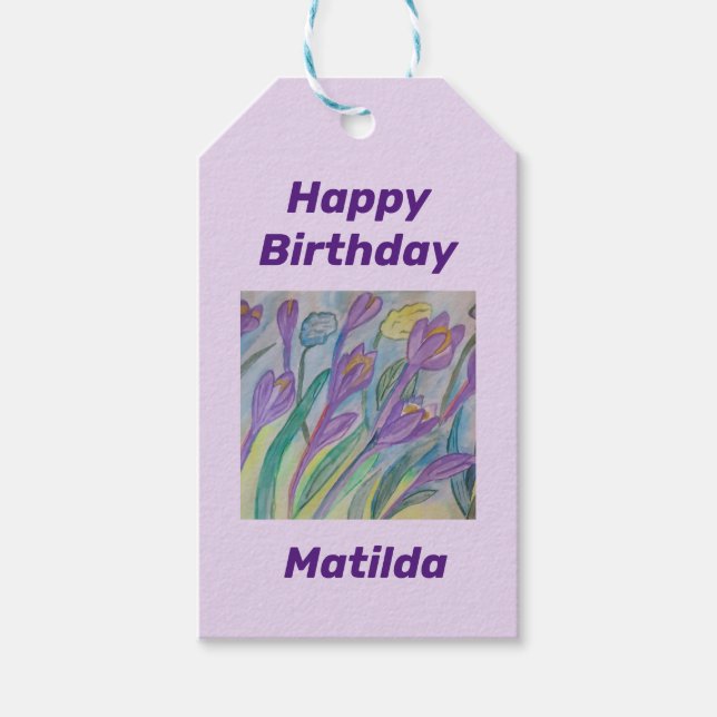 Abstract Spring Crocus Gift Tags (Front)