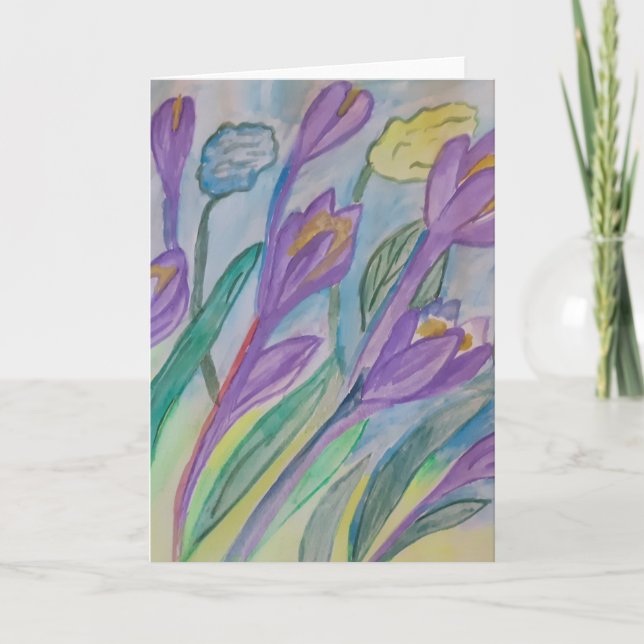 Abstract Spring Crocus Greeting Card (Front)