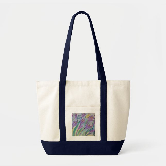 Abstract Spring Crocus Strap Tote Bag (Front)