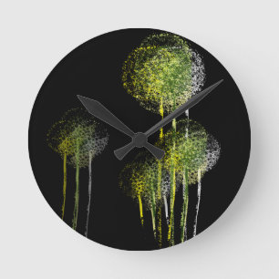 Abstract Spring Flower Trees #3 Round Clock
