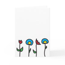Abstract Spring Flowers Blank Greeting Card