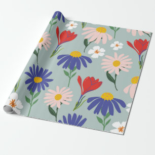 Abstract spring seamless pattern with colorful flo wrapping paper