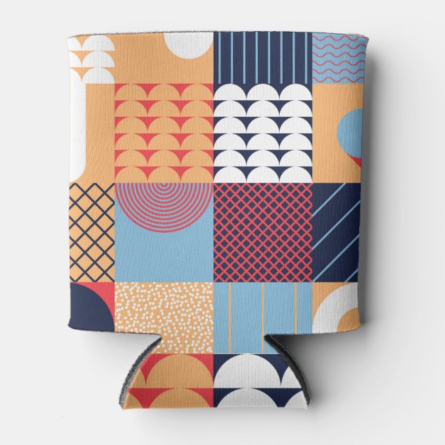 Abstract square artwork: geometric design. can cooler (Front)