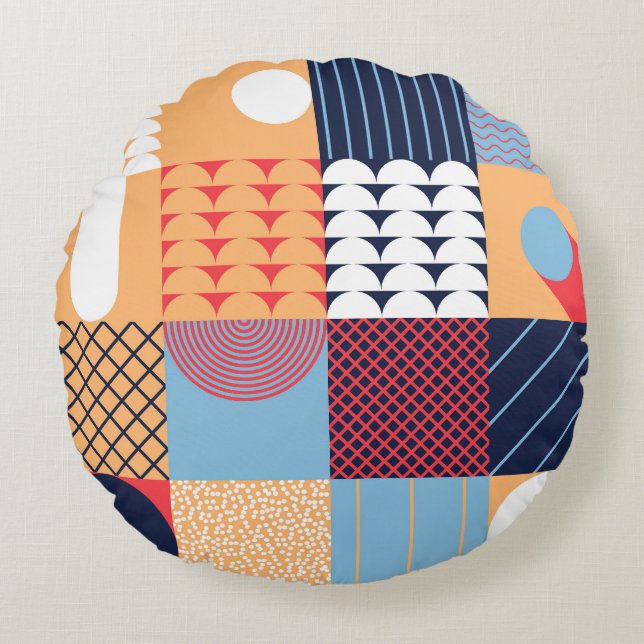 Abstract square artwork: geometric design. round pillow (Front)