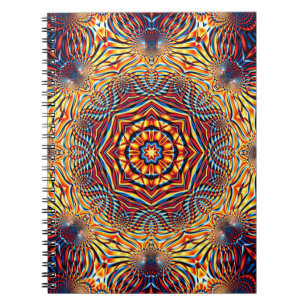 Abstract square background. Symmetric round decora Notebook