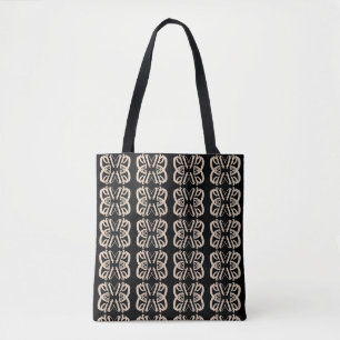 Abstract Square in Black and Beige Shape Pattern Tote Bag