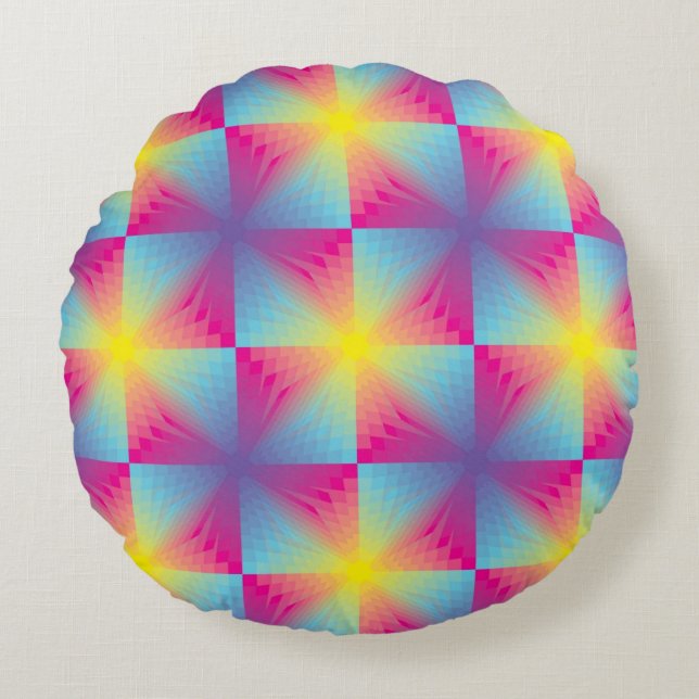 Abstract square vector mosaic round pillow (Front)