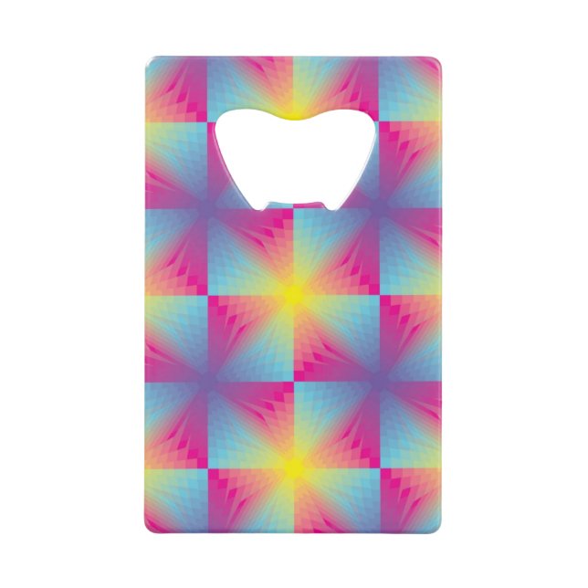 Abstract square vector mosaic wallet bottle opener (Front)