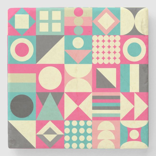 Abstract Squares 110419 Stone Coaster (Front)