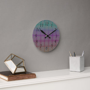 Abstract Squares 2 Round Clock