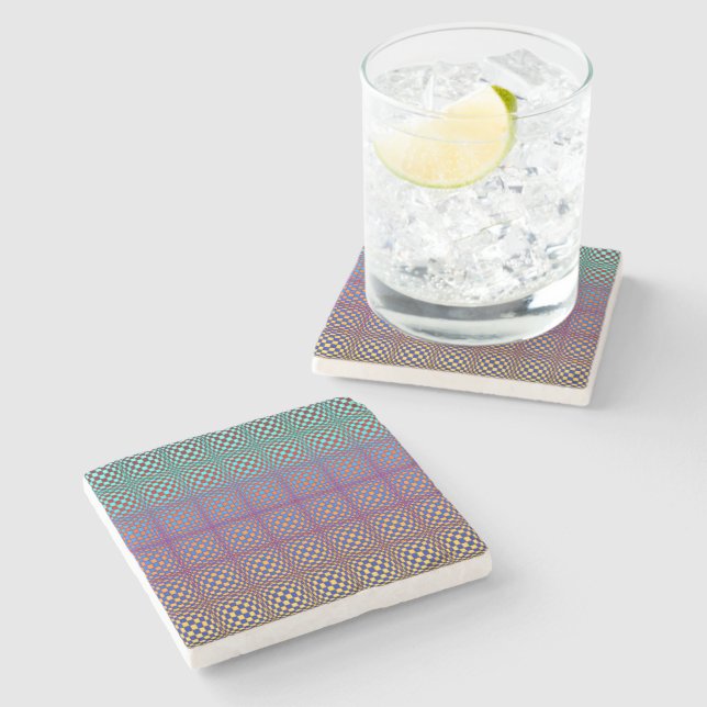 Abstract Squares 2 Stone Coaster (Side)