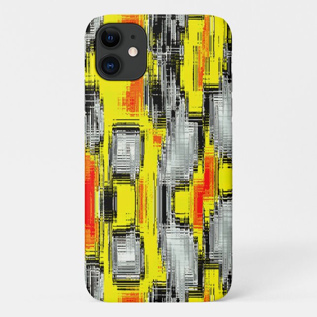 Abstract squares formed from scratches over yellow Case-Mate iPhone case (Back)