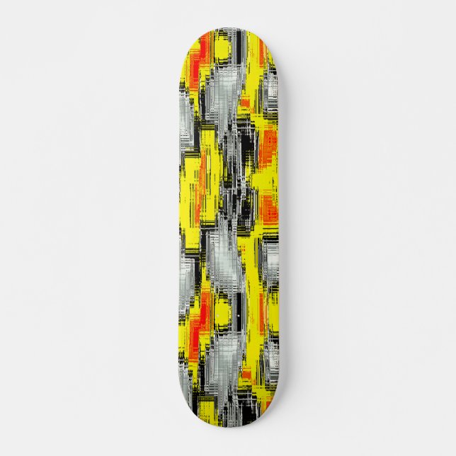 Abstract squares formed from scratches over yellow skateboard (Front)