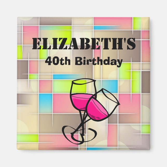 Abstract Squares Geometric Pattern Birthday Magnet (Front)