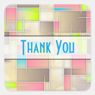 Abstract Squares Geometric Pattern Thank You Square Sticker