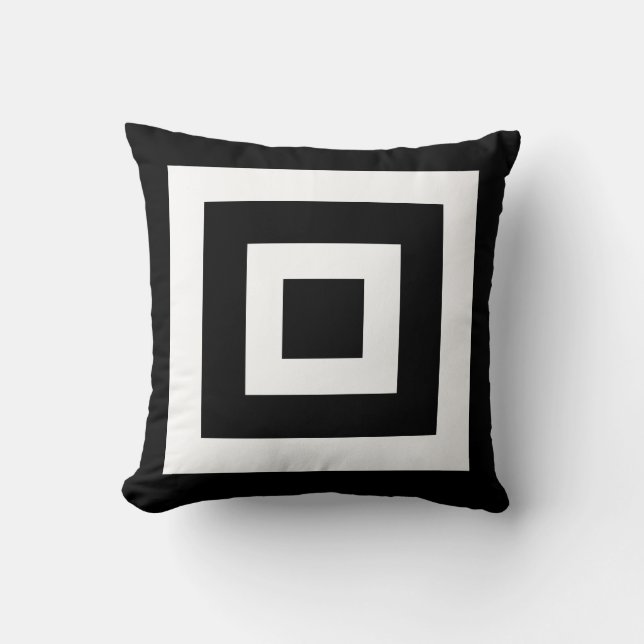 Abstract Squares in Black & White Throw Pillow (Front)