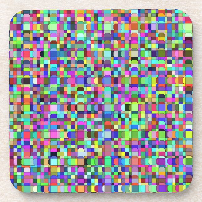 Abstract Squares Shapes Multicolor Pattern Coaster (Front)