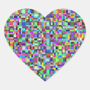 Abstract Squares Shapes Multicolor Pattern Heart Sticker