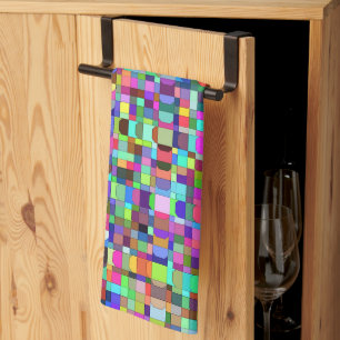 Abstract Squares Shapes Multicolor Pattern Kitchen Towel