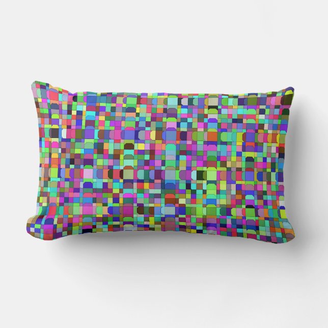 Abstract Squares Shapes Multicolor Pattern Lumbar Pillow (Front)
