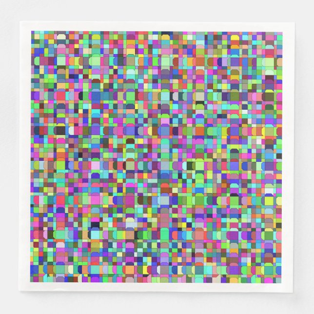Abstract Squares Shapes Multicolor Pattern Napkin (Front)