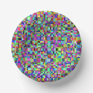 Abstract Squares Shapes Multicolor Pattern Paper Plate