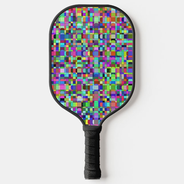 Abstract Squares Shapes Multicolor Pattern Pickleball Paddle (Front)