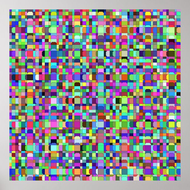 Abstract Squares Shapes Multicolor Pattern Poster (Front)