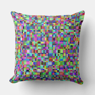 Abstract Squares Shapes Multicolor Pattern Throw Pillow