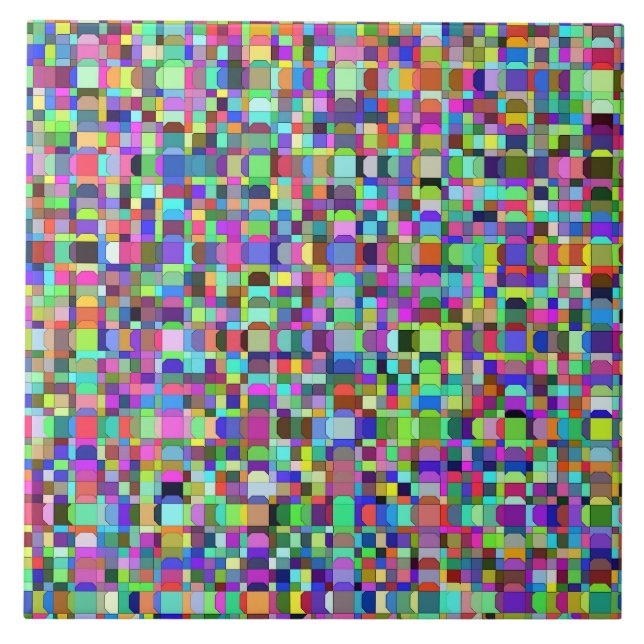 Abstract Squares Shapes Multicolor Pattern Tile (Front)