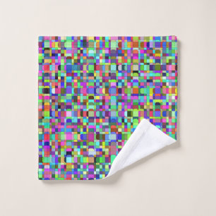 Abstract Squares Shapes Multicolor Pattern Wash Cloth