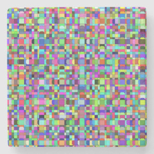 Abstract Squares Shapes Multicolor Stone Coaster