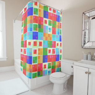 abstract squares shower curtain