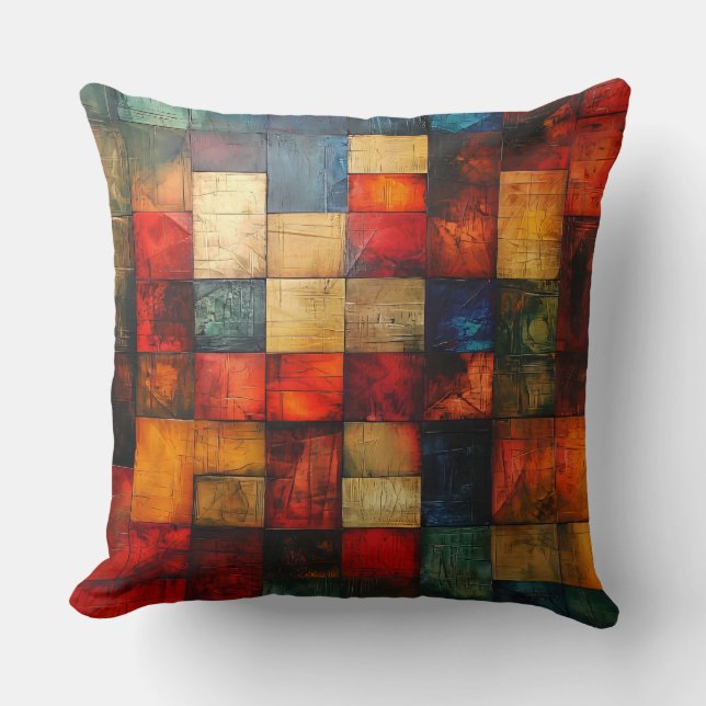 Abstract Squares  Throw Pillow (Front)
