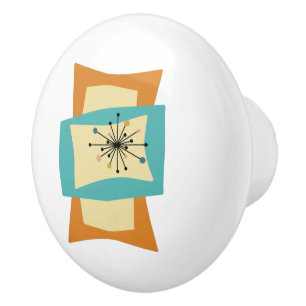 Abstract Squeezed Rectangles Mid Century Modern Ceramic Knob