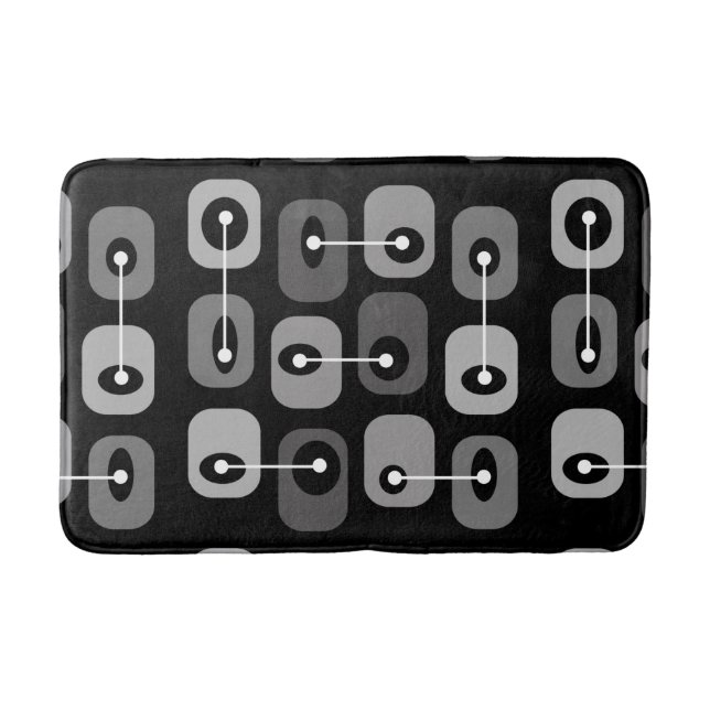 Abstract Squishy Cubes Black Silver Bath Mat (Front)